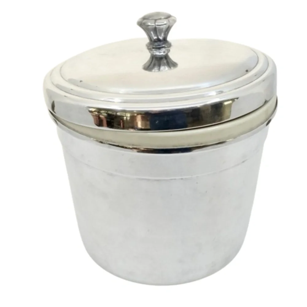 VINTAGE~ WM Rogers~#664~MID-CENTURY MODERN SILVER PLATED ICE BUCKET w/LINER